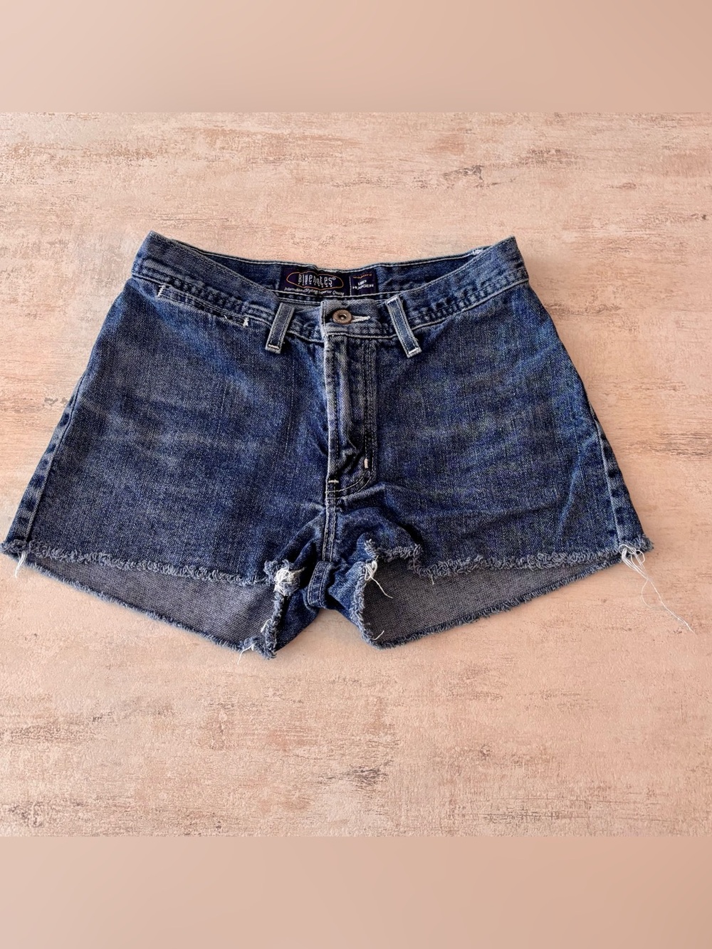 Bluenotes Hip Hugger Dark Wash Frayed Hem Denim Shorts